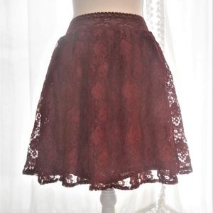 Old Navy Dark Red Lace Short Swing Skirt S